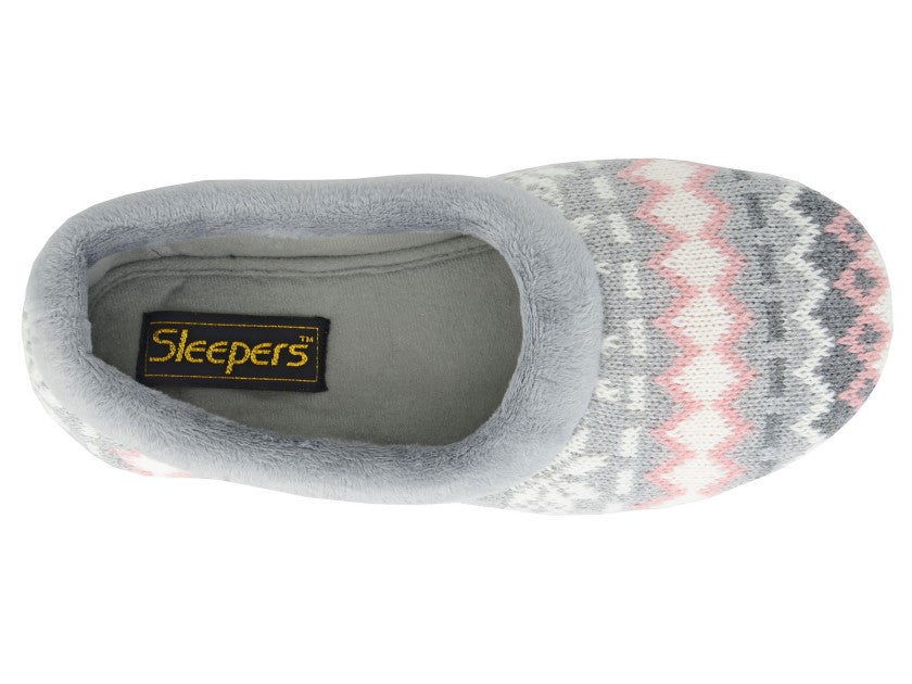 'Janine' Grey & Knitted Textile Collar Slipper
