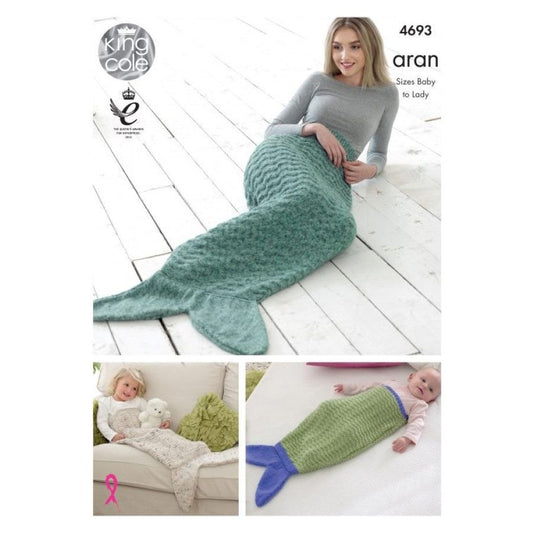 Mermaid Tail Blankets Knitted in Aran