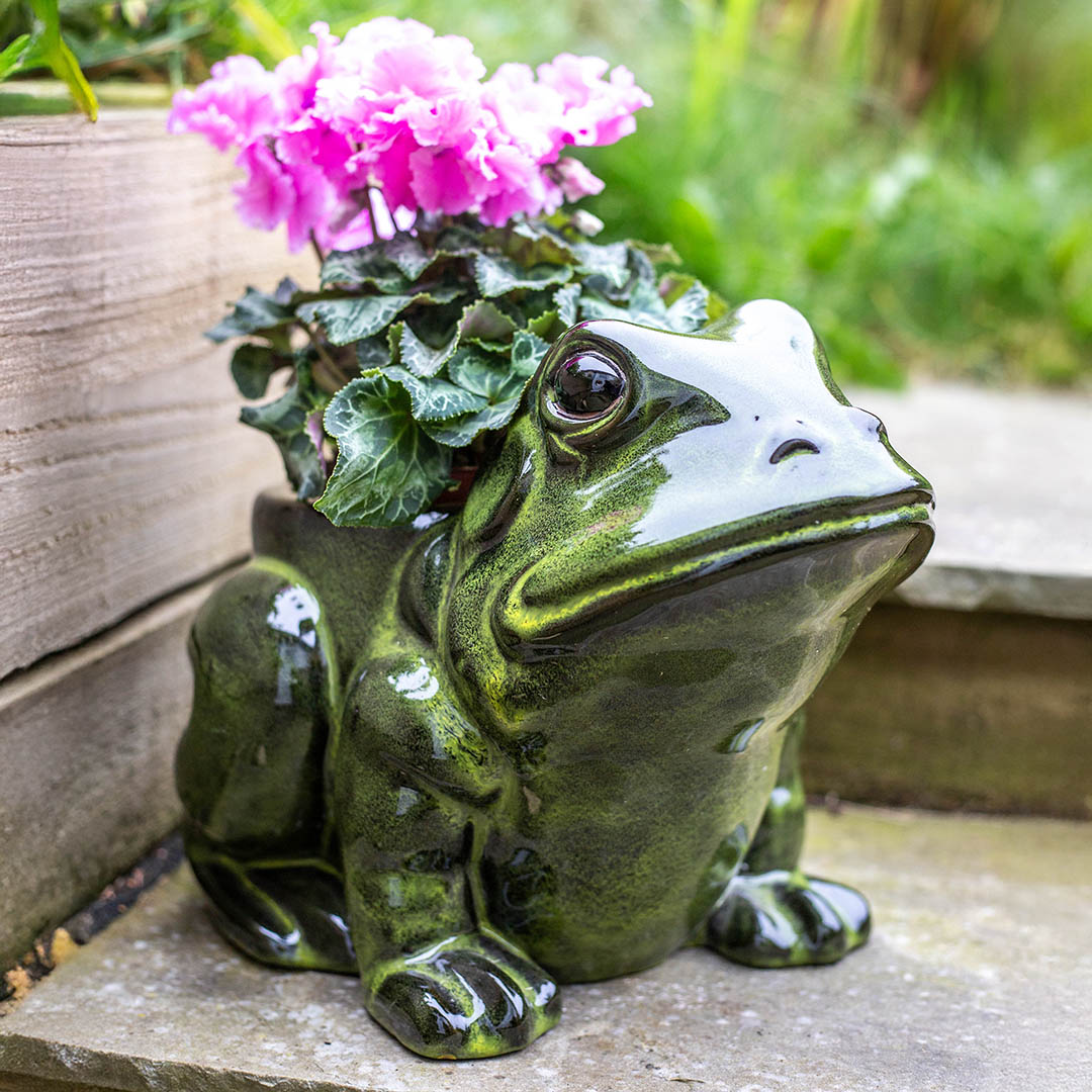Glazed Frog Planter
