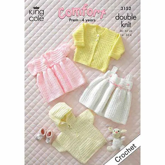 Crochet Baby Jacket, Cardigan and Dresses Crocheted in Comfort DK