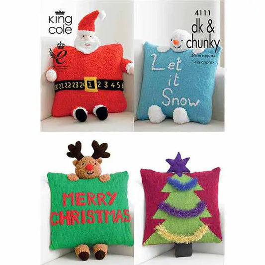 Christmas Novelty Cushions Knitted in any King Cole DK/Chunky