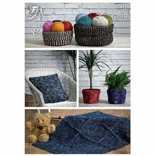 Storage Baskets, Cushion Cover, Plant Pot Covers and Rug Knitted with Raffia