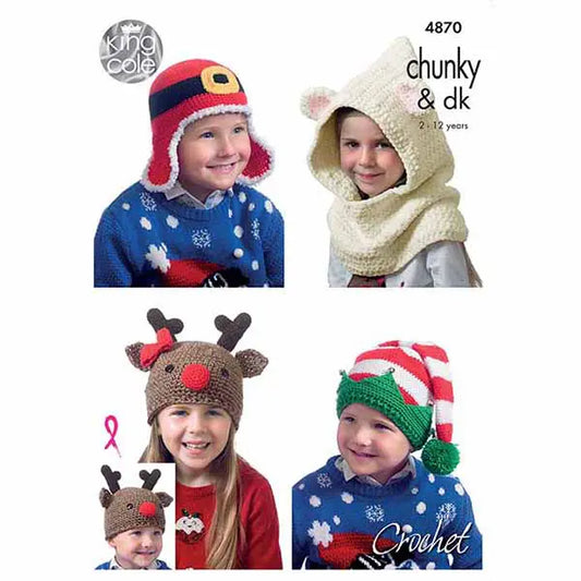 Kids’ Christmas Novelty Hats Crocheted in Various Sizes Chunky & DK