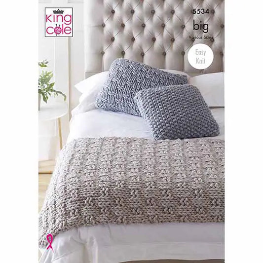 Bed Runner & Cushions Knitted in Big Value BIG
