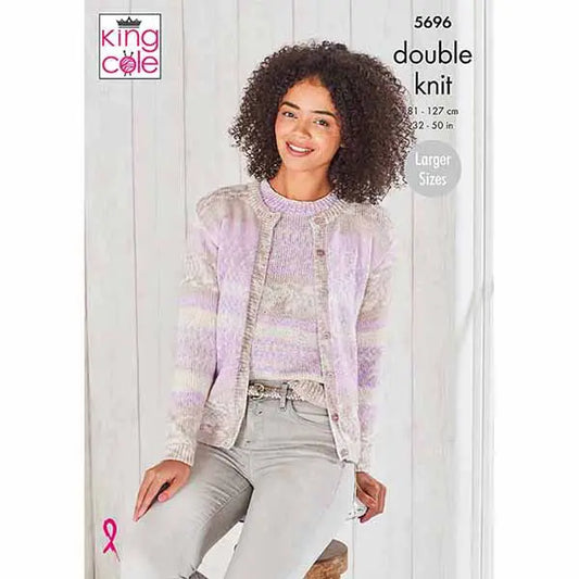 Round Neck Cardigan & Round Neck Sweater Knitted in Fjord DK