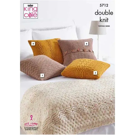Bed Runner & Cushions Knitted in Big Value Tweed DK