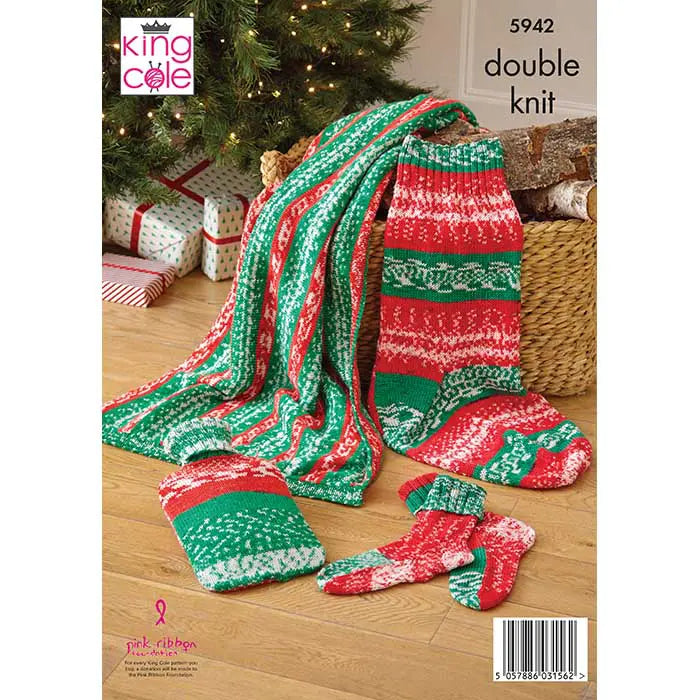 Blanket, Socks, Stocking & Hot Water Bottle Cover Knitted in Fjord DK