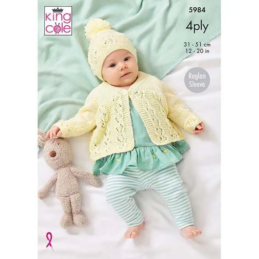 Matinee Jacket, Cardigan & Hat Knitted in Cherished 4Ply