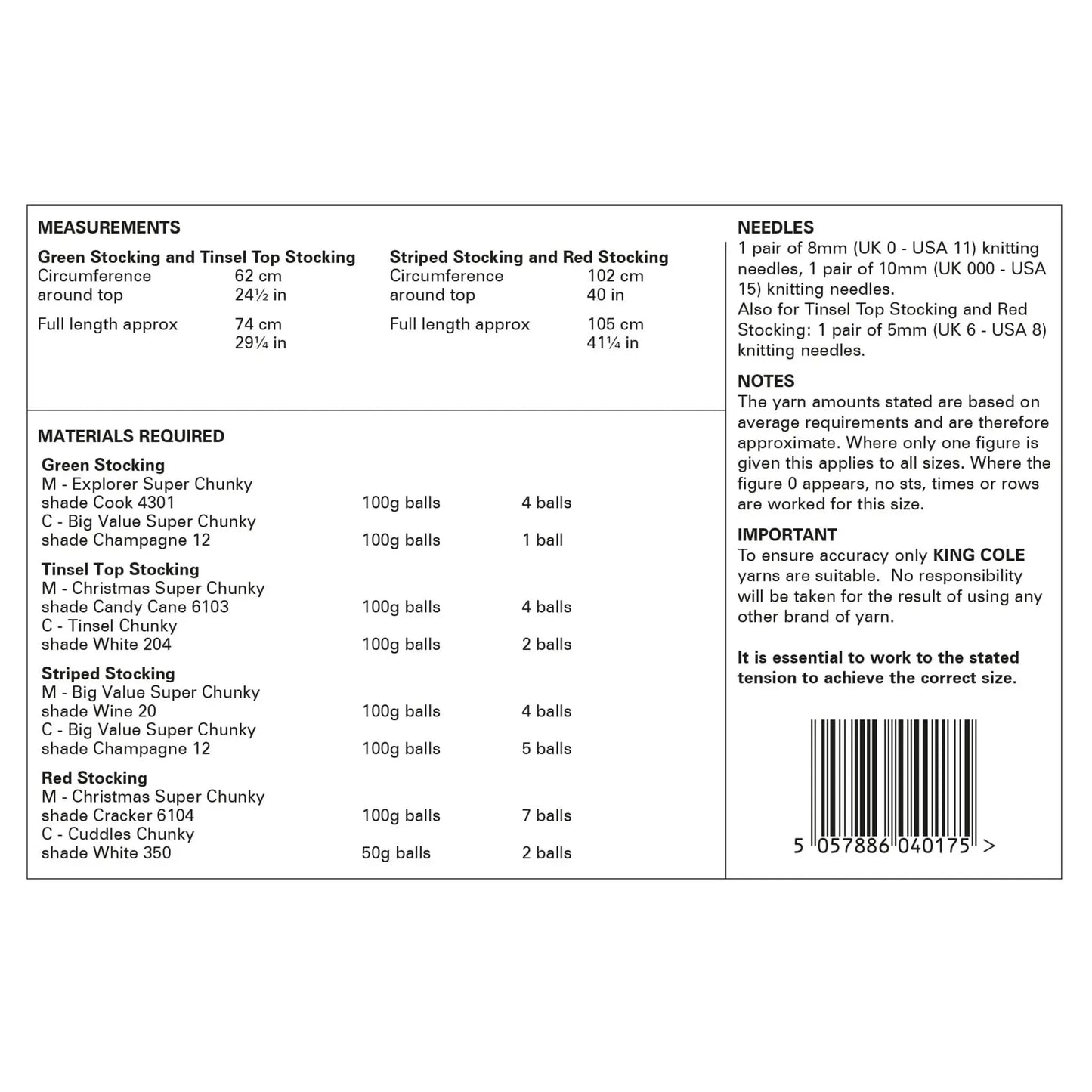 Christmas Stockings Knitted In Super Chunky And Chunky