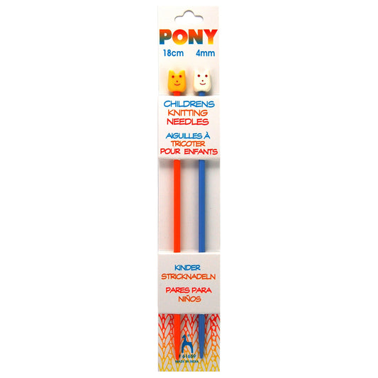Knitting Pins: Single-Ended: Plastic: Coloured: Children's: 18cm x 4.00mm