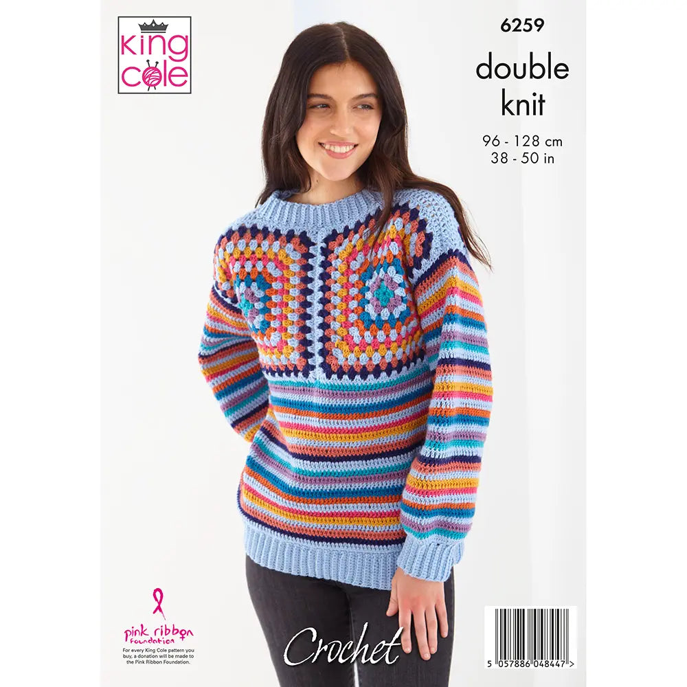 Granny Square Jumper and Hoodie crocheted in Merino Blend DK 50g