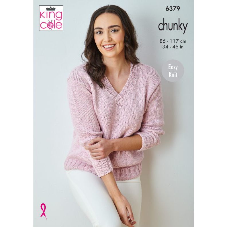 V Neck Sweater and Top knitted in Simply Denim Chunky