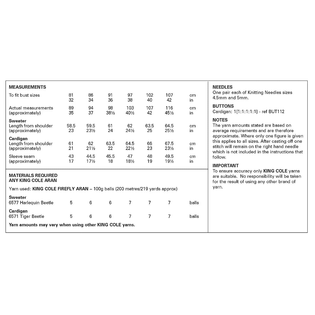 Sweater and Cardigan knitted in Firefly Aran