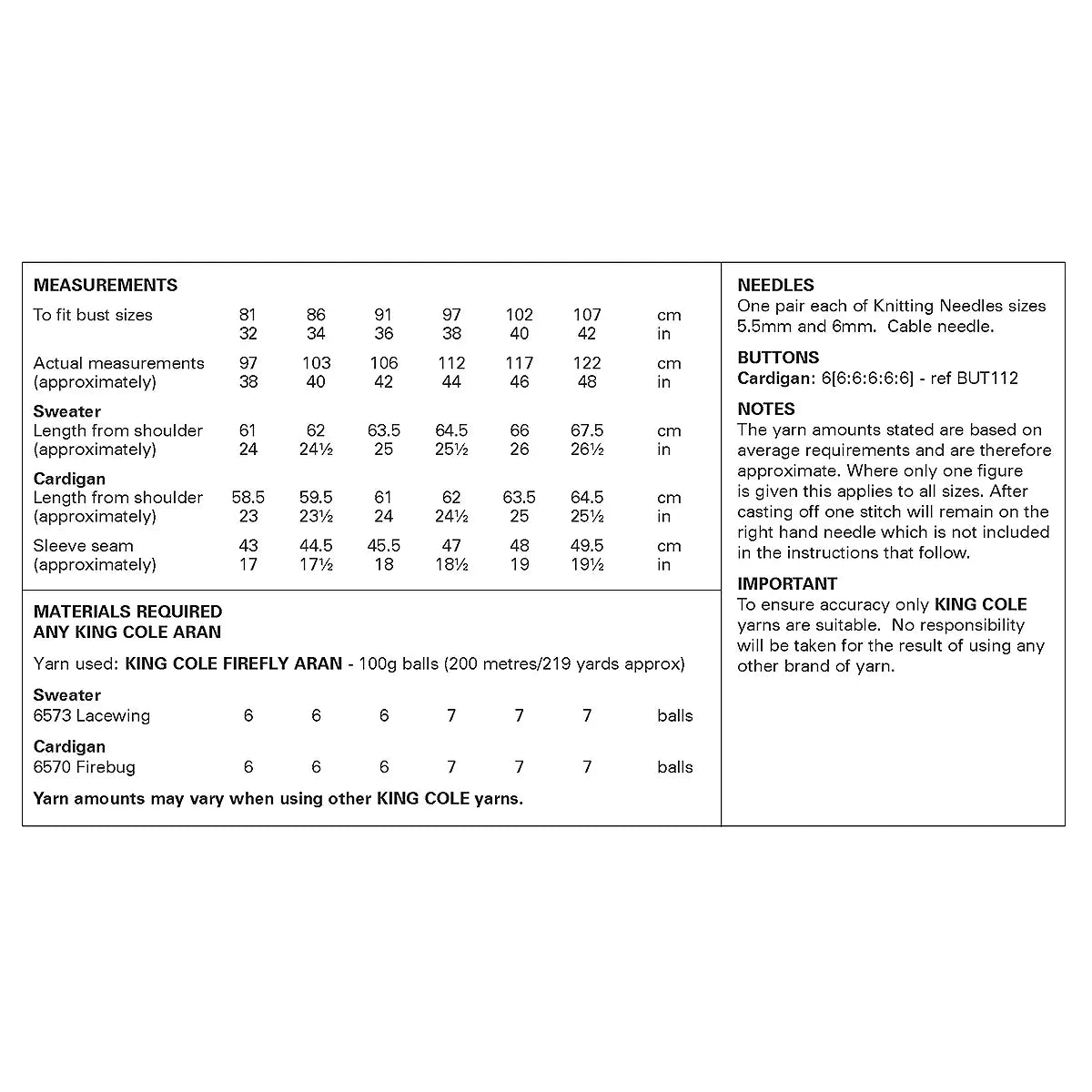 Sweater and Cardigan knitted in Firefly Aran