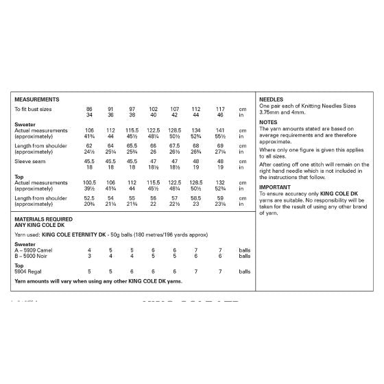 Sweater and Top knitted in Eternity DK