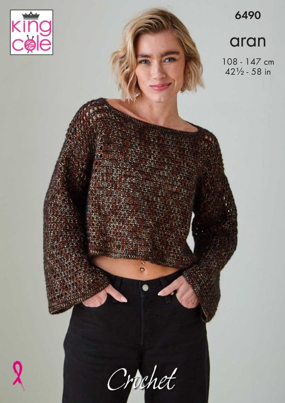 Long Sleeve Top and Vest crocheted in Firefly Aran