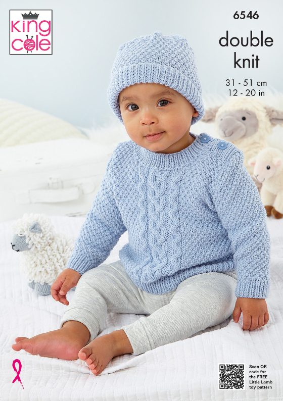 Slipover, Cardigan, Sweater and Hat knitted in Little Lamb DK