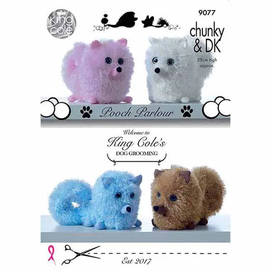 Pomeranian Dogs Knitted in Tinsel Chunky & Dollymix DK