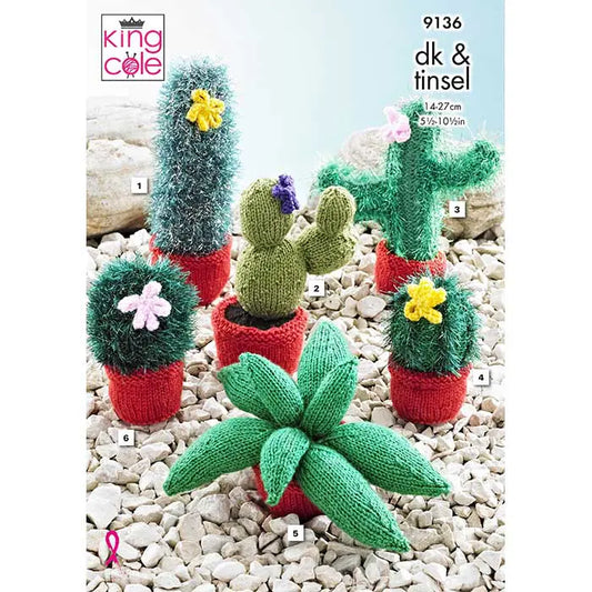 Cacti Knitted in Tinsel Chunky, Pricewise DK & Dollymix DK