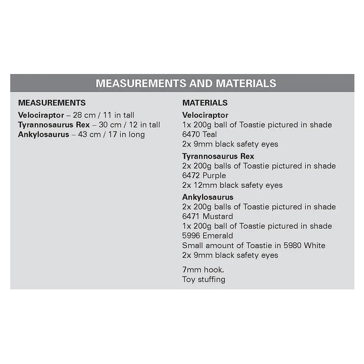 Dinosaurs crocheted in Toastie