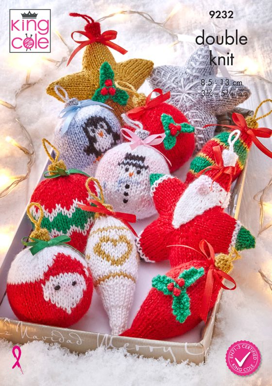 Christmas Baubles knitted in Glitz DK