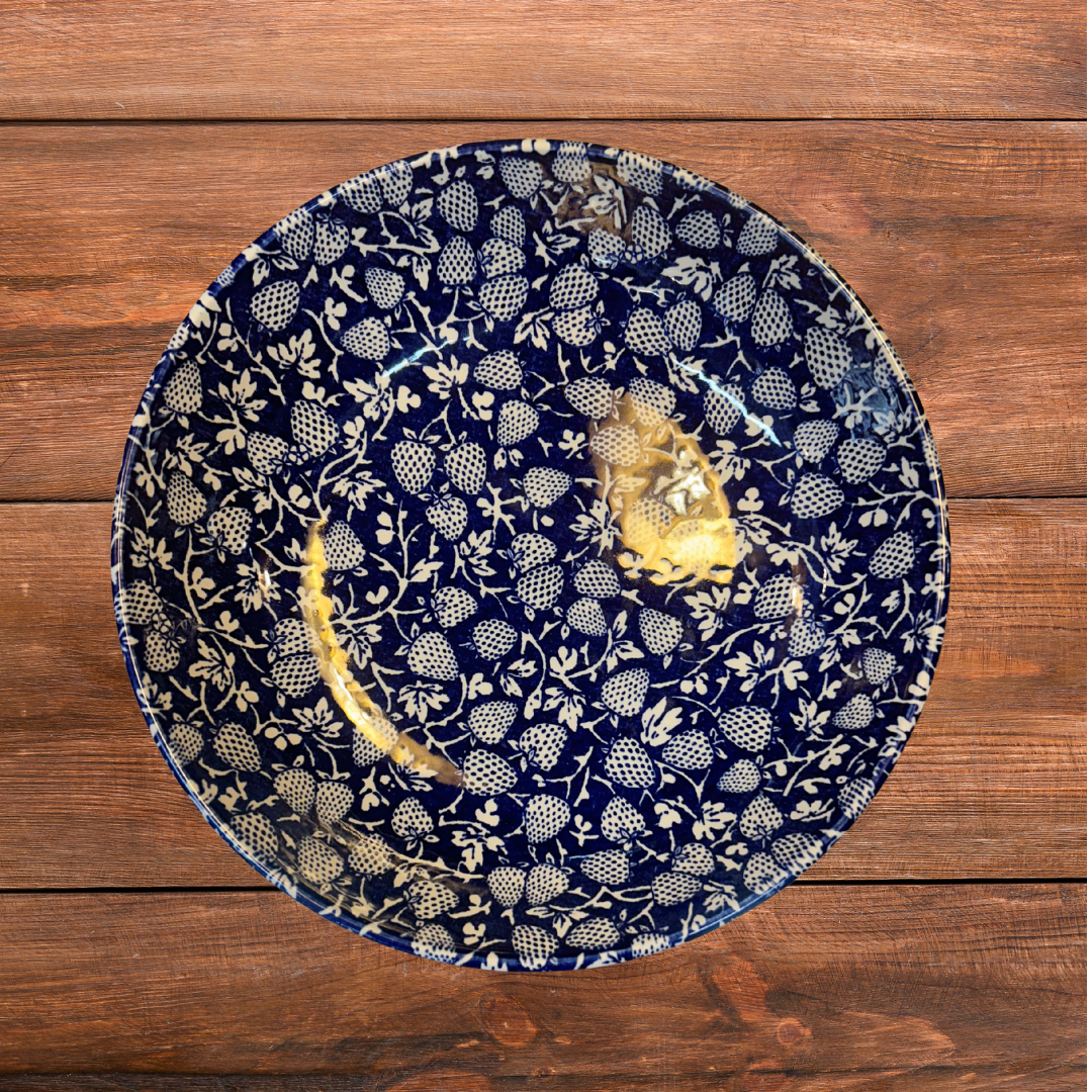 Eton Collection Pasta/Serving Bowl - Blue Strawberry Pattern