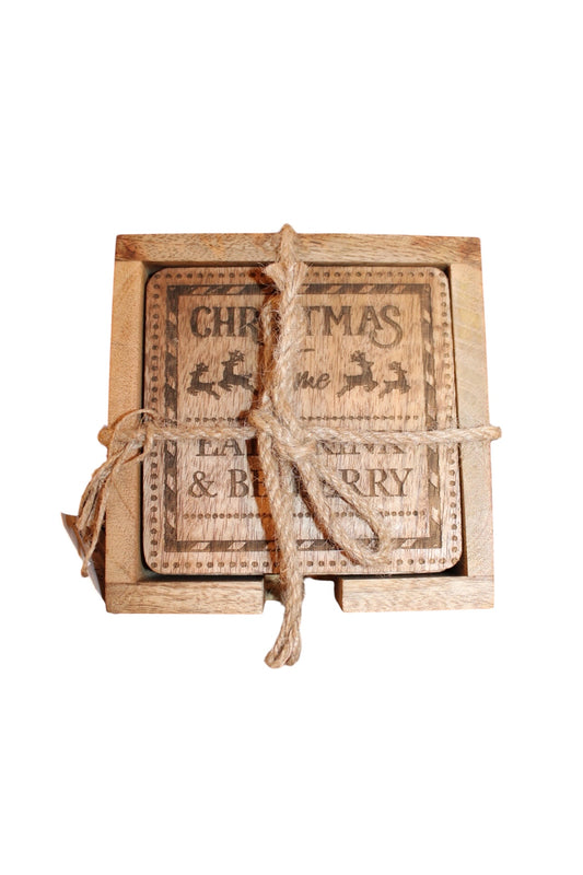 Set of 4 10cm Xmas Time Coasters