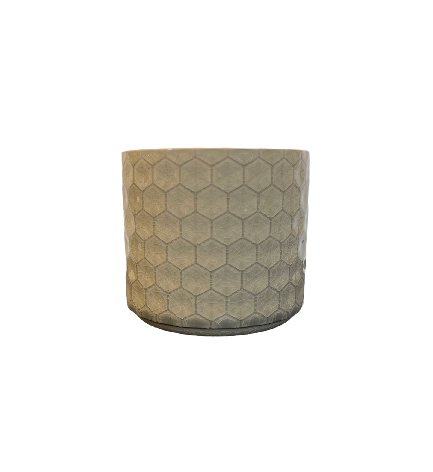 Glazed Hex Patterned Cylinder 14cm