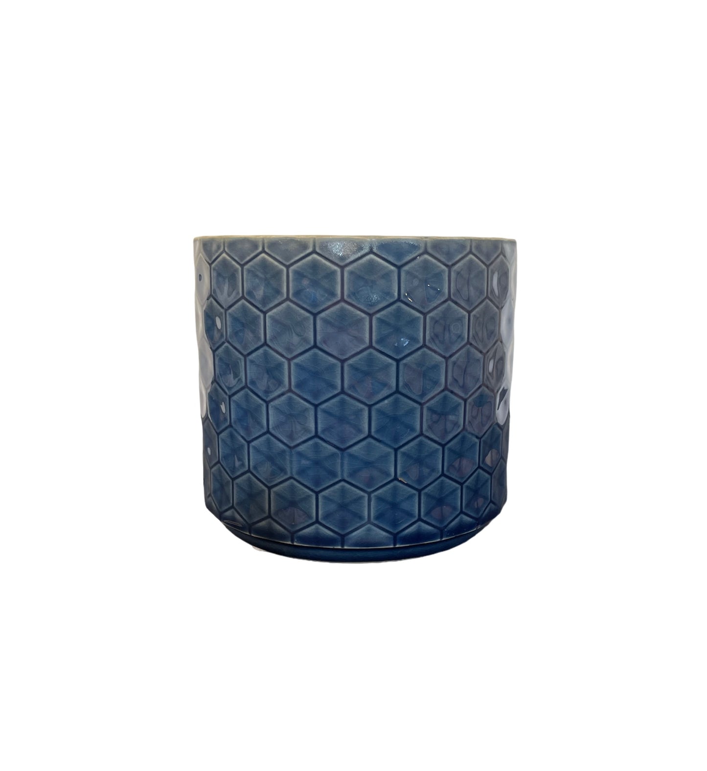 Glazed Hex Patterned Cylinder 14cm