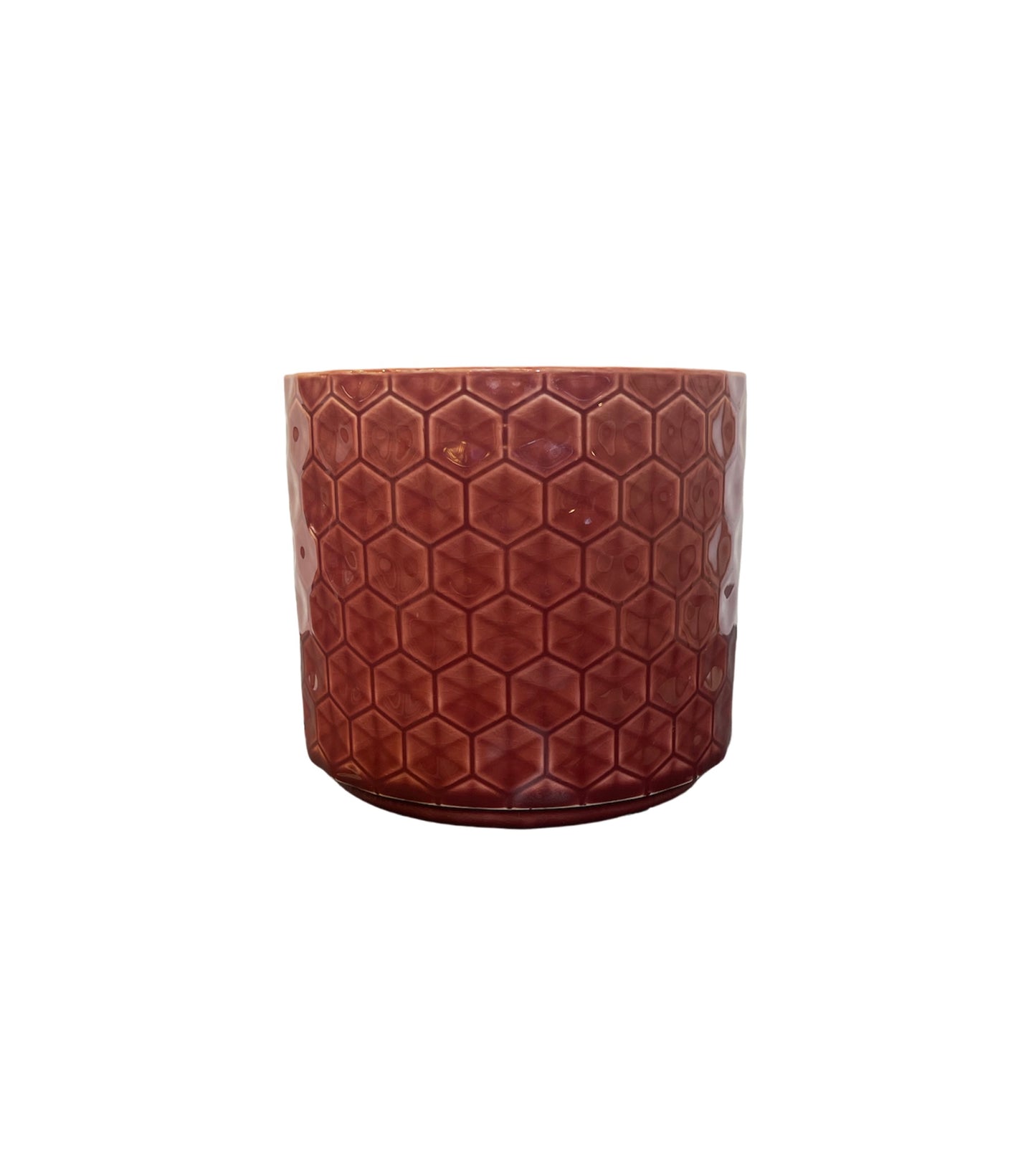 Glazed Hex Patterned Cylinder 14cm