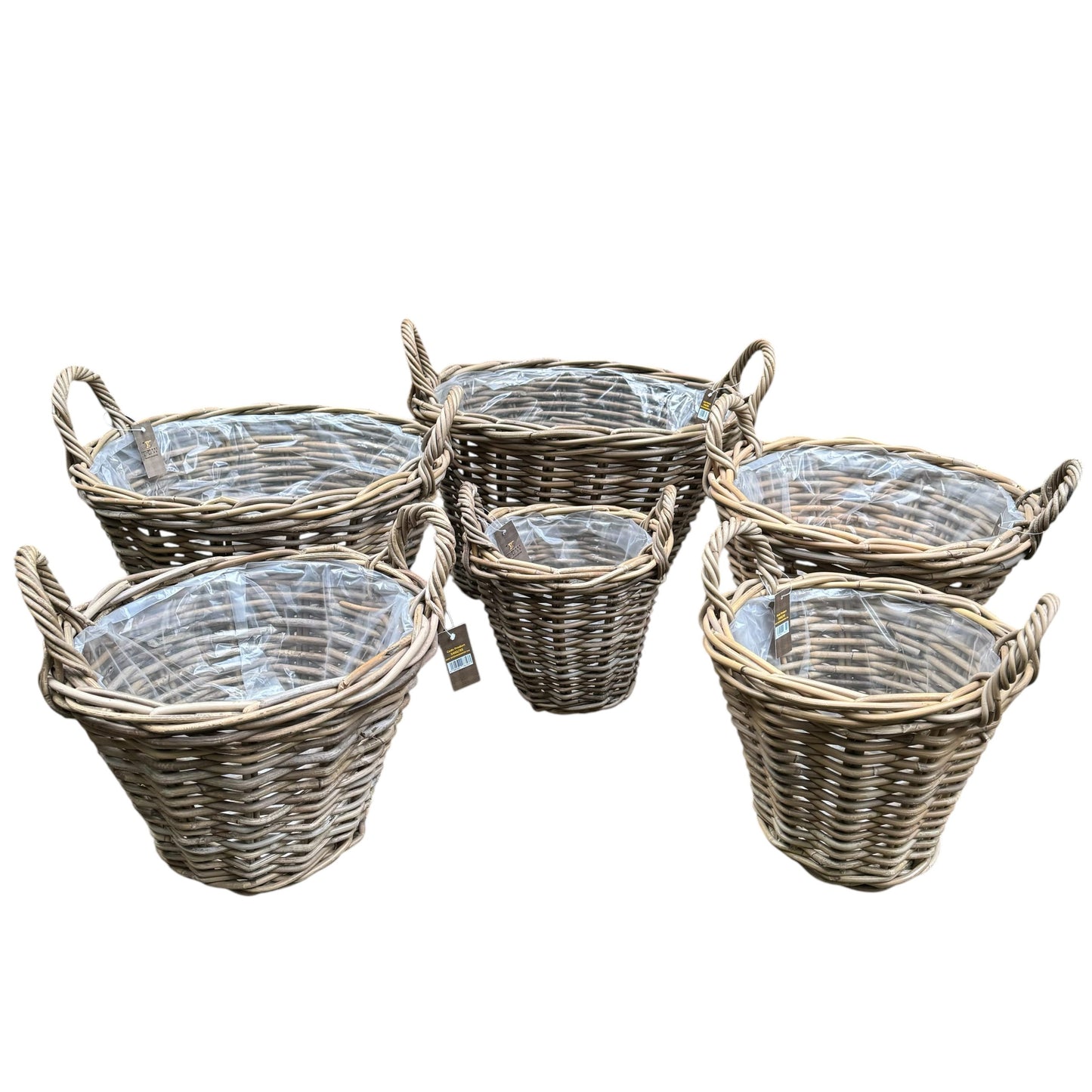 Rattan Lined Round Basket with Handle