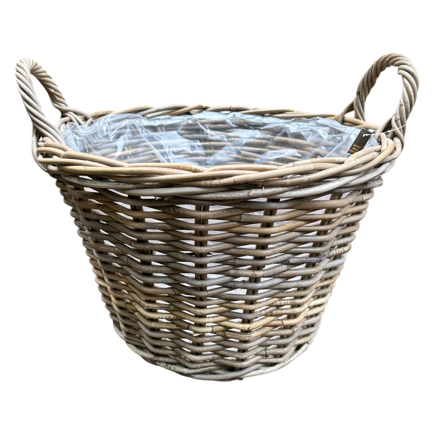 Rattan Lined Round Basket with Handle