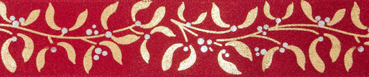 Ribbon: Mistletoe Wishes: 25mm: Red Gold