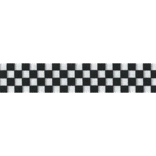 Ribbon: Chequered Flag 25mm  Price Per Metre