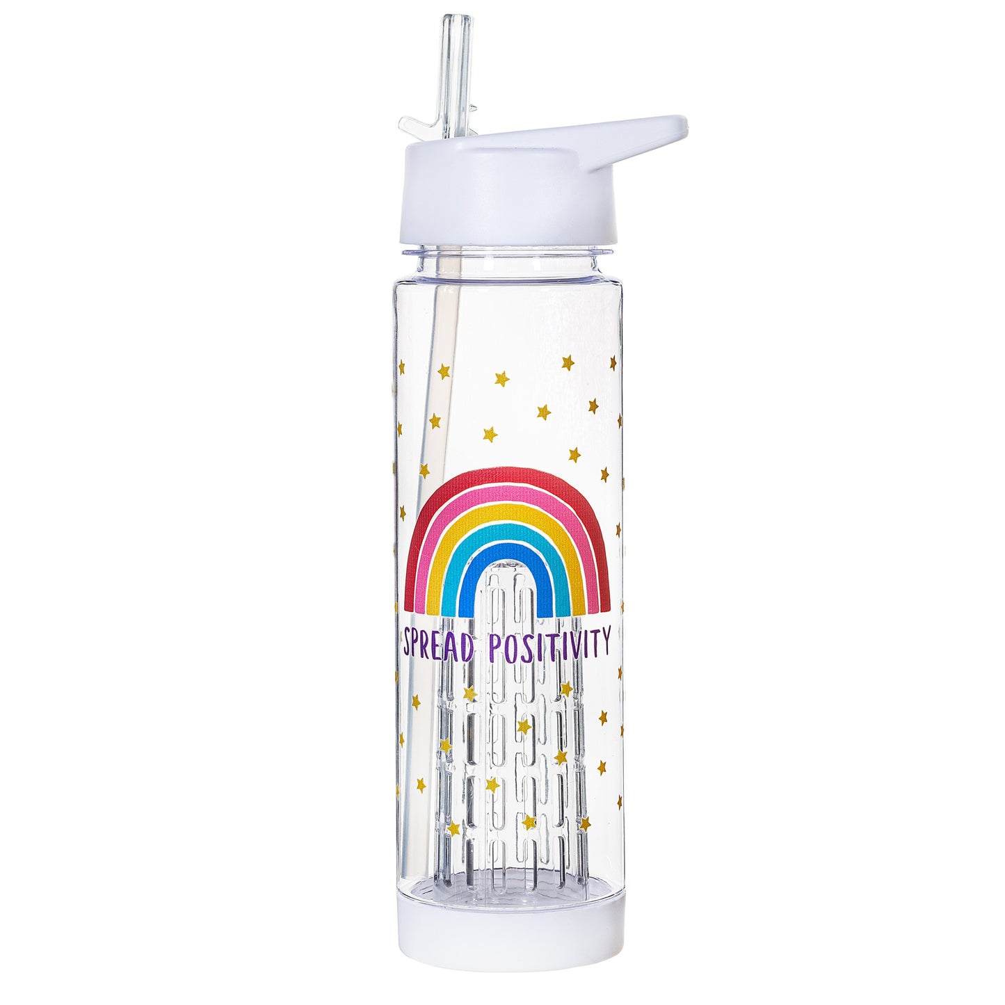 Spread Positivity Rainbow Water Bottle With Straw & Infuser