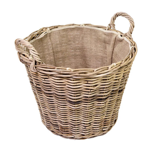 Rattan Grey Kubu Lined Log Basket
