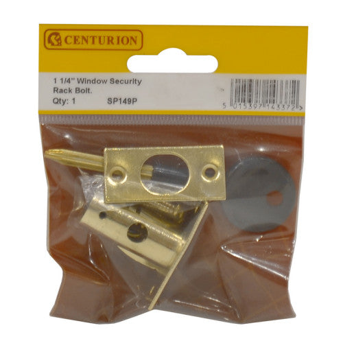 Security Rack Bolts with Key, Window Bolt, Brass, 32mm