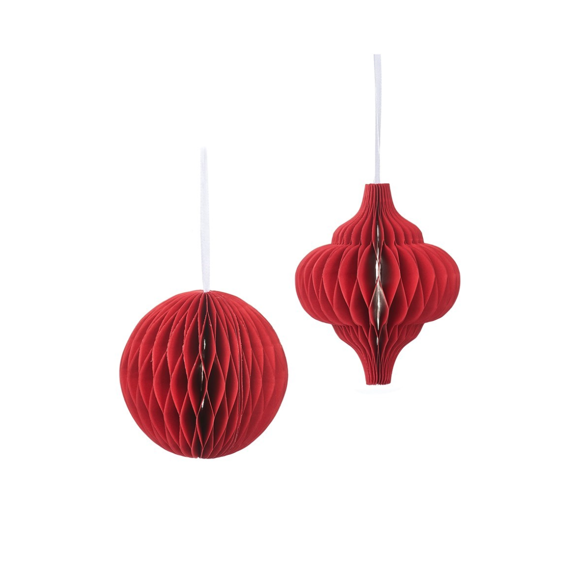 Red Honeycomb Paper Hanging Decorations - Assorted
