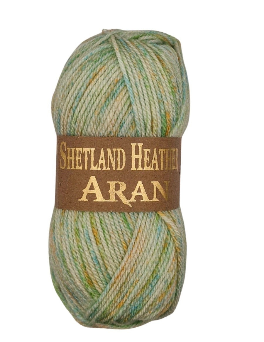 Knitting Yarn: Shetland Heather Aran: Spring Green: 100g
