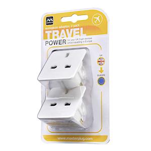 Master Plug UK - European Travel Adaptor 2 pk