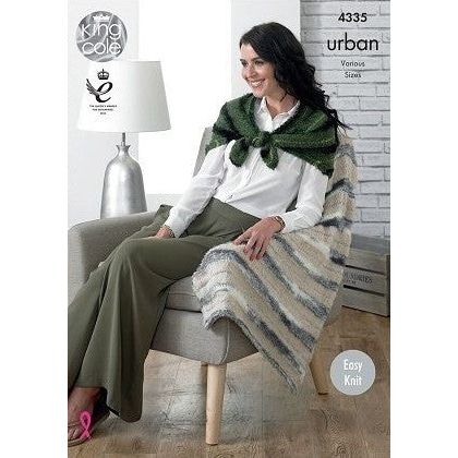 Throw Shawl and Cushion Cover Knitted in Urban