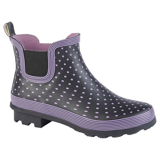 Ladies Gusset Ankle Wellington Polka Dots