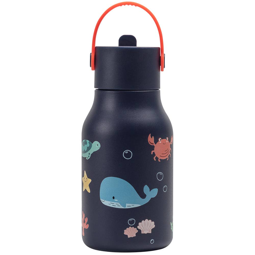 Little Lund Kids Water Bottle with Flip Straw 400ml / 13.5oz: Birds