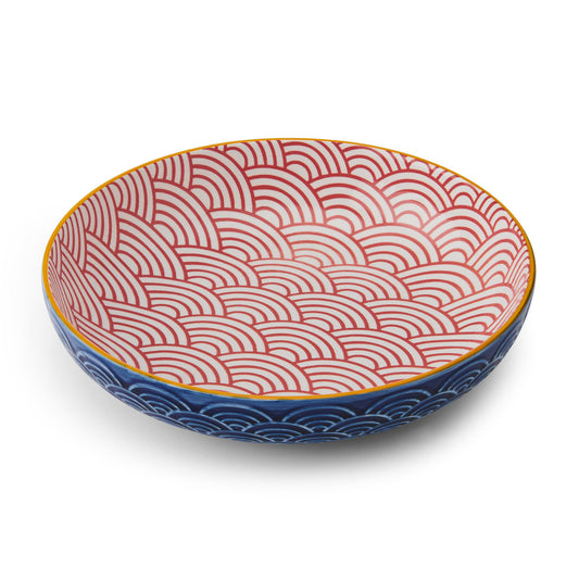 Mikasa Red and Blue Arc Stoneware Bowl, 900ml, 21 x 5cm