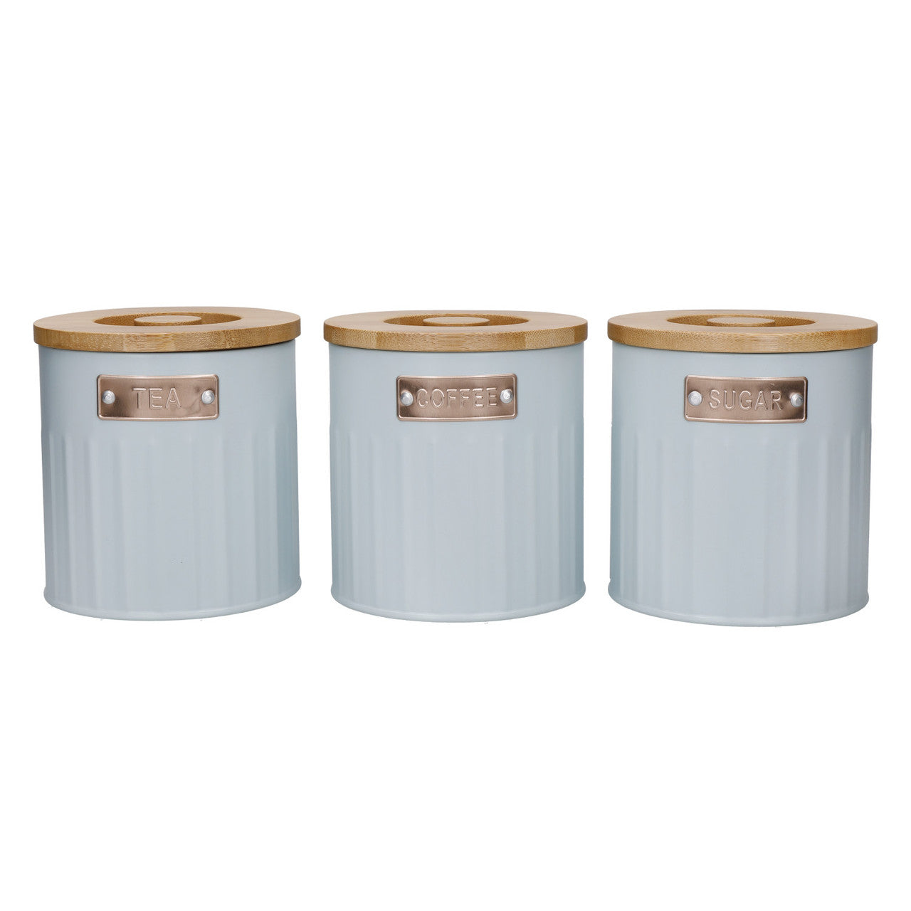 KitchenCraft Tea, Coffee and Sugar Canisters Set of 3, 1 L, Light Blue