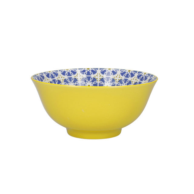 KitchenCraft Set of 4 Patterned Cereal Bowls in Gift Box, Ceramic - 'World of Flavours' Designs