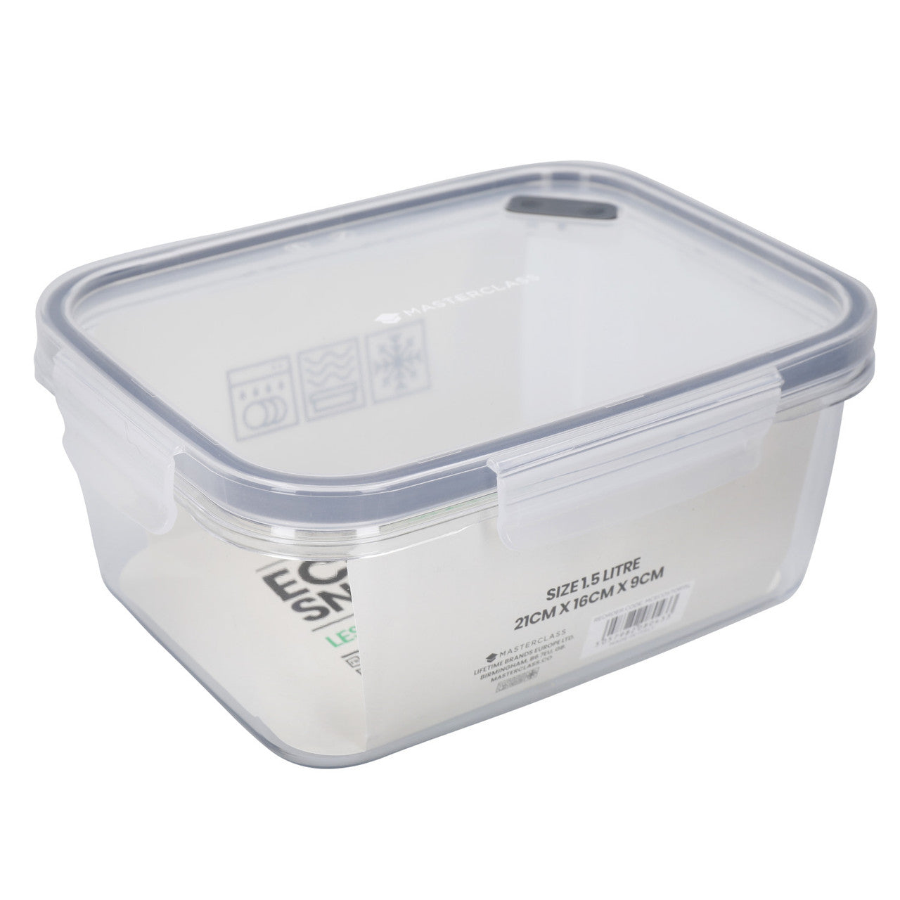 MasterClass Eco Snap Food Storage Container, 1.5L, Rectangular