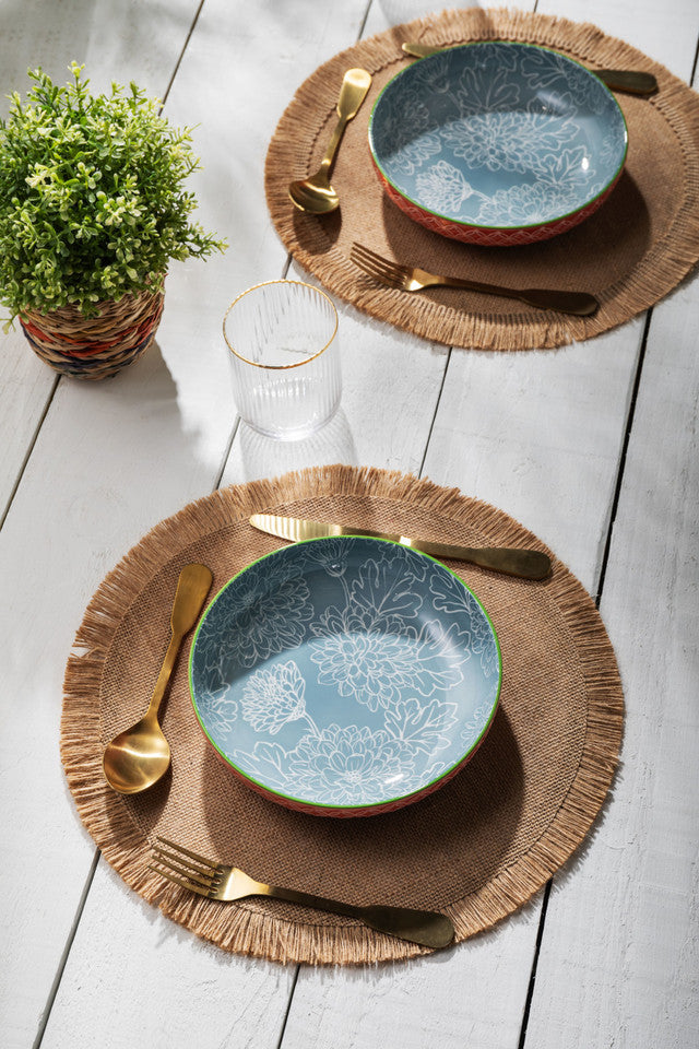 Mikasa Grey Floral Stoneware Bowl, 900ml, 21 x 5cm