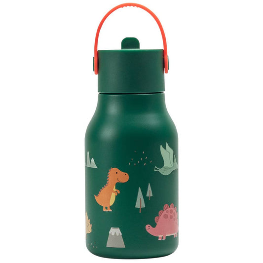 Little Lund Kids Water Bottle with Flip Straw 400ml / 13.5oz: Dino
