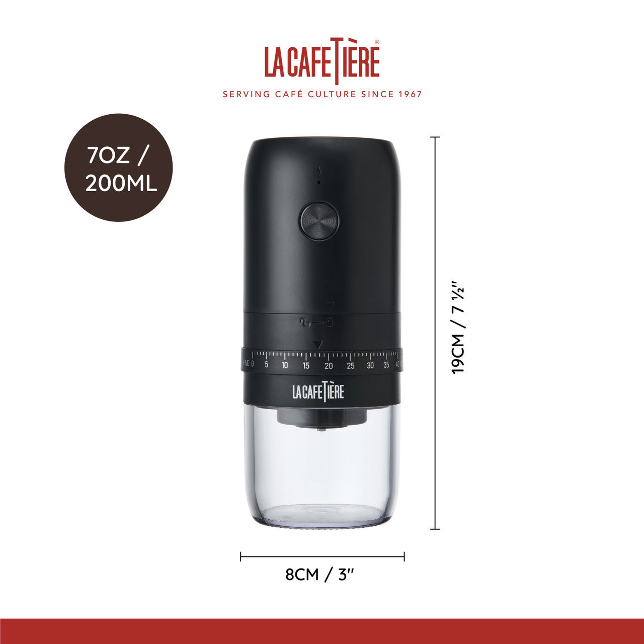 La Cafetière Electric Ceramic Burr Coffee Grinder, 200ml